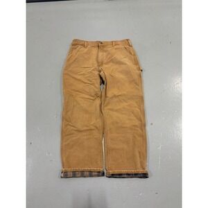 Carhartt B111 BRN Flannel Lined Duck Canvas Carpenter Pants Brown 36x30 Mens